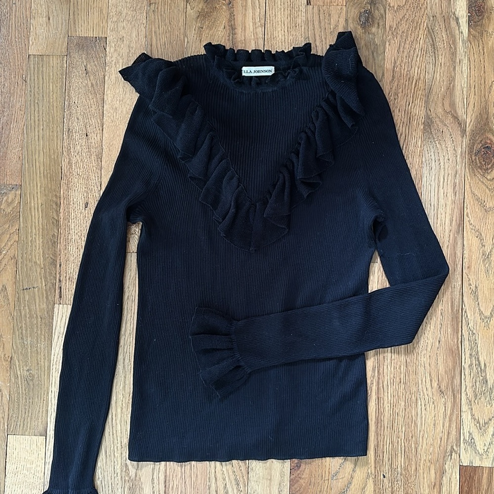 Ulla Johnson Maritza Ruffle Sweater Top 100% Cotton Small